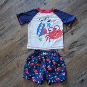 Baby Boys Rash Guard and Swim Trunks Set